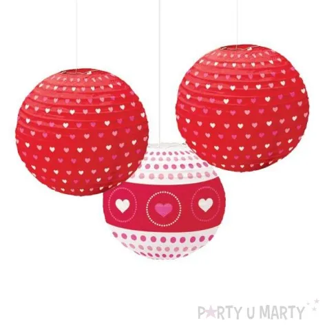 lampion papierowy walentynkowe serduszka amscan 24 cm 3 szt