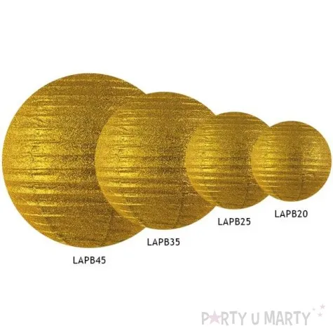lampion papierowy zloty brokatowy 20 cm