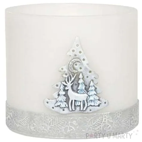 lampion swieca renifer bialo szary adpal 145 135 mm