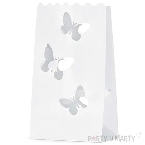 lampion torebki na swiece motylki bialy partydeco 10 szt