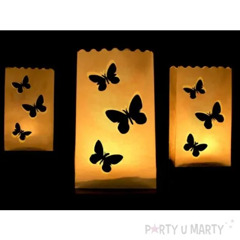 lampion torebki na swiece motylki bialy partydeco 10 szt