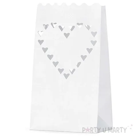 lampion torebki na swiece serce bialy partydeco 10 szt