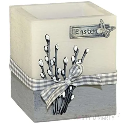 lampion wielkanocna kostka bazie bialo szary adpal 115 100 mm