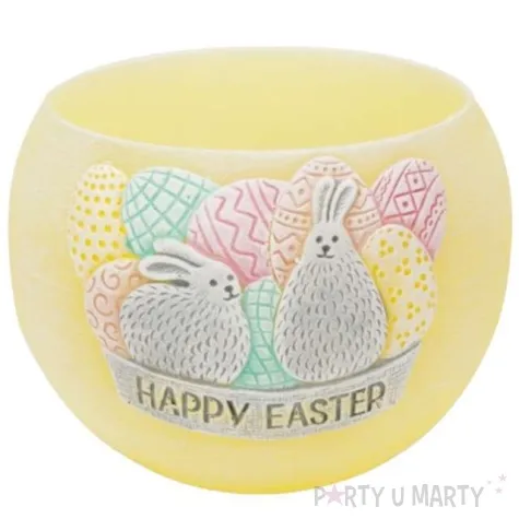 lampion wielkanocna kula happy easter zolty bartek candles 120 mm