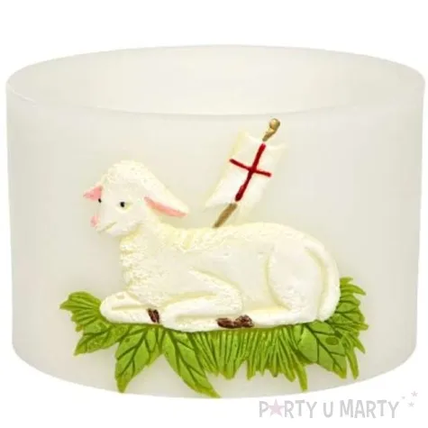 lampion wielkanocny owal baranek bialy adpal 90 135 mm