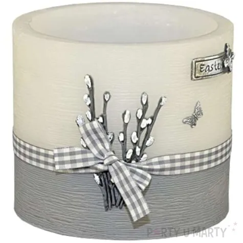 lampion wielkanocny owal bazie bialo szary adpal 135 145 mm