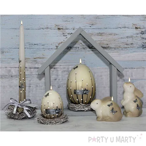 lampion wielkanocny owal bazie bialo szary adpal 135 145 mm