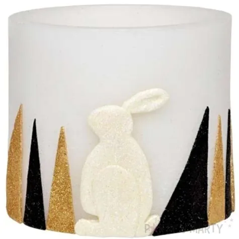 lampion wielkanocny owal zloto czarne pasy bialy adpal 135 145 mm