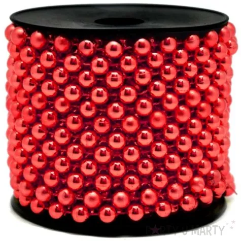 lancuch choinkowy korale na szpuli czerwone 8 mm czakos 1000 cm