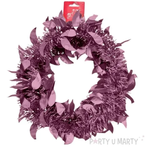 lancuch choinkowy mat z listkami rozowy arpex 6 cm 2 m