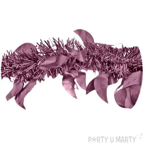 lancuch choinkowy mat z listkami rozowy arpex 6 cm 2 m