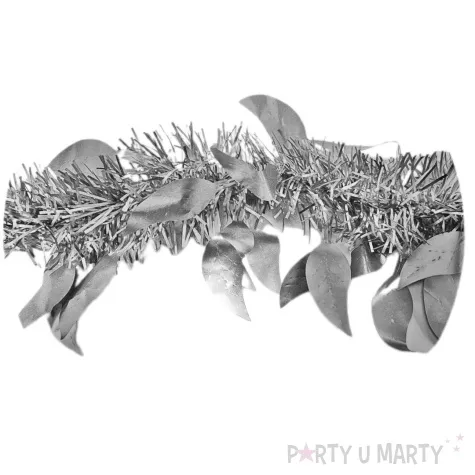 lancuch choinkowy mat z listkami srebrny arpex 6 cm 2 m