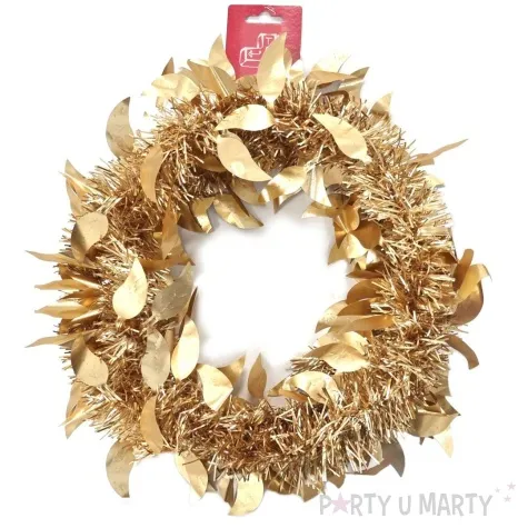 lancuch choinkowy mat z listkami zloty arpex 6 cm 2 m