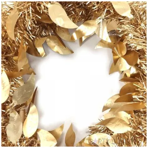 lancuch choinkowy mat z listkami zloty arpex 6 cm 2 m