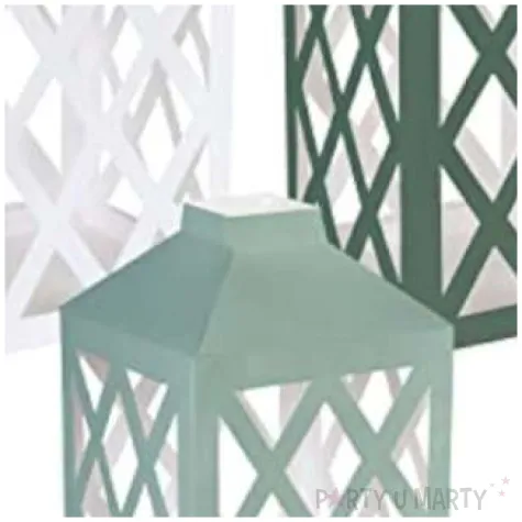 latarnia papierowa botanical zielono biala unique 23 x 12 5 cm 3 szt