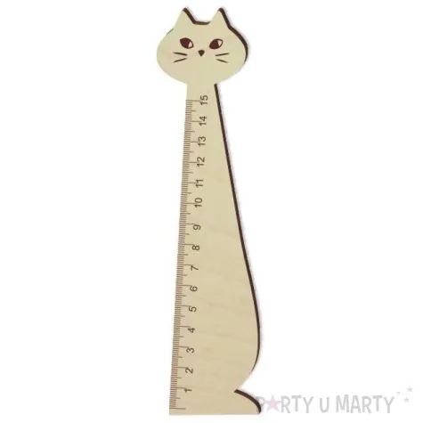 linijka kotek drewniana 15 cm