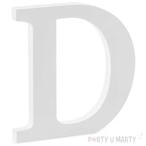 litera drewniana d biala partydeco