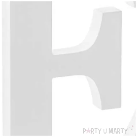 litera drewniana e biala partydeco