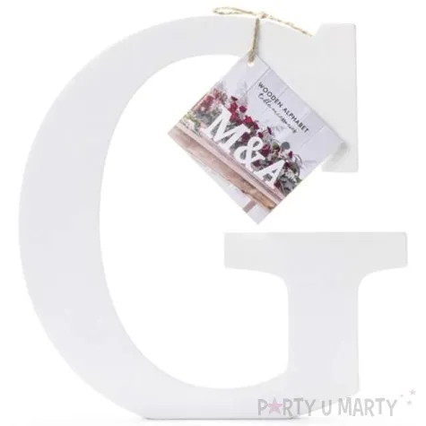 litera drewniana g biala partydeco