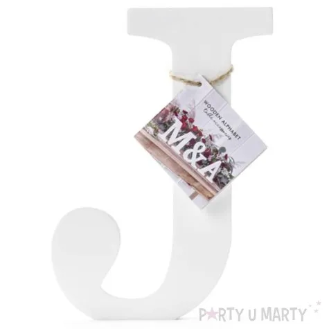 litera drewniana j biala partydeco