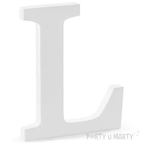 litera drewniana l biala partydeco 16x20 cm