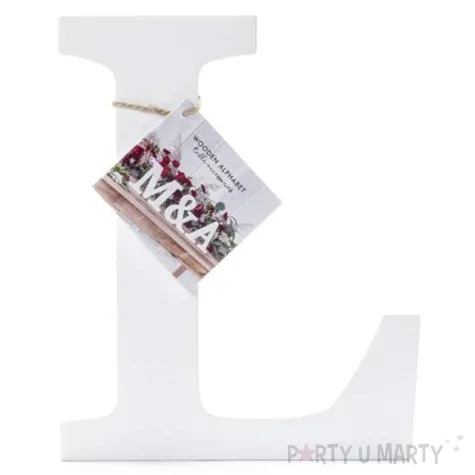 litera drewniana l biala partydeco 16x20 cm