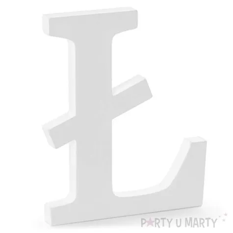 litera drewniana l biala partydeco