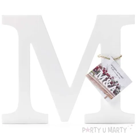 litera drewniana m biala partydeco