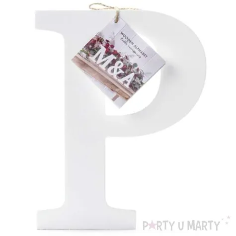 litera drewniana p biala partydeco
