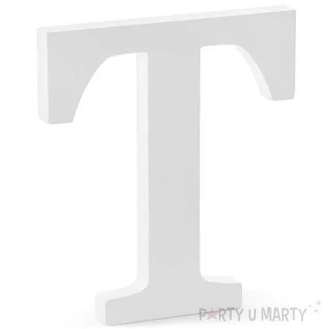 litera drewniana t biala partydeco 17 5x20 cm