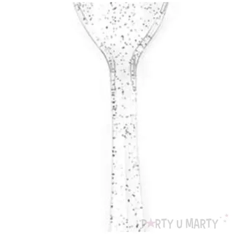 lyzki plastikowe brokatowe srebrne partypal 20 szt
