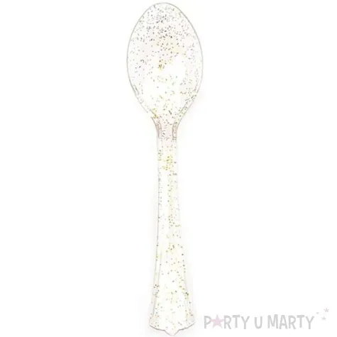 lyzki plastikowe brokatowe zlote partypal 20 szt