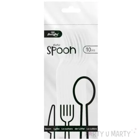 lyzki plastikowe dlugie biale partypal 10 szt