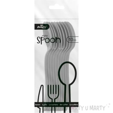 lyzki plastikowe dlugie srebro antyczne partypal 10 szt