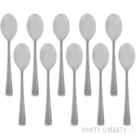 lyzki plastikowe dlugie srebro antyczne partypal 10 szt