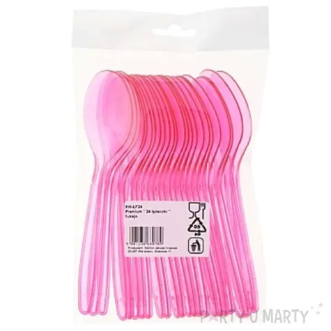 lyzki plastikowe fuksja transparentne 18 cm 24 szt