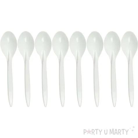 lyzki plastikowe wielorazowe arpex bialy 18 cm 8 szt