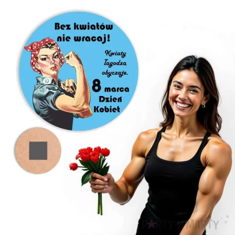 magnes bez kwiatow nie wracaj prezent na dzien kobiet niebieski 9 cm