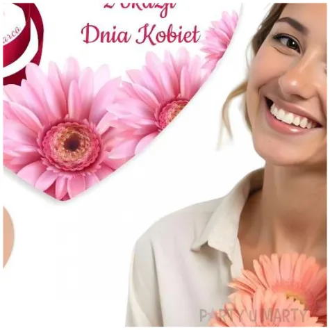 magnes gerbery prezent na dzien kobiet bialy 9 cm