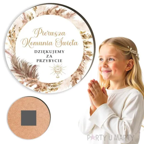 magnes komunia swieta boho upominek dla gosci pamiatka 7 6 cm