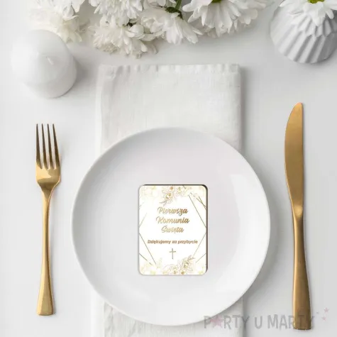 magnes komunia swieta gold line upominek dla gosci pamiatka 8 x 6 cm