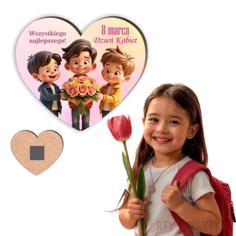 magnes serce chlopcy ze szkoly prezent na dzien kobiet dla dziewczyn z klasy czerwony 9 cm