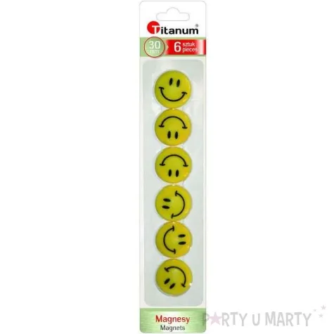 magnesy emoji usmiech zolte titanum 30 mm 6 szt