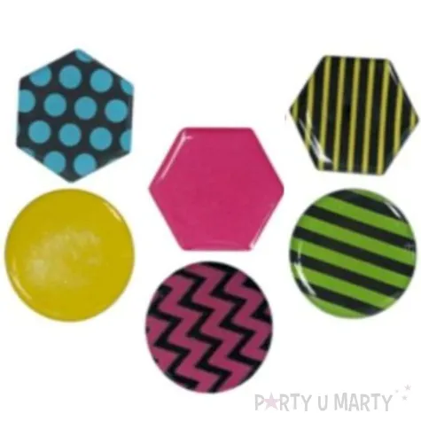 magnesy okragle i szesciokatne wzory geometryczne kolor mix titanum 26 mm 6 szt