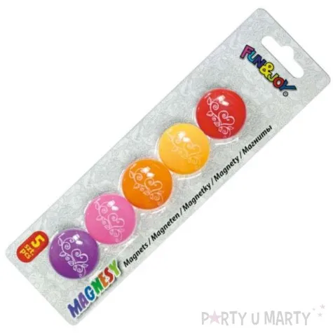 magnesy okragle w serca kolor mix titanum 29 mm 5 szt