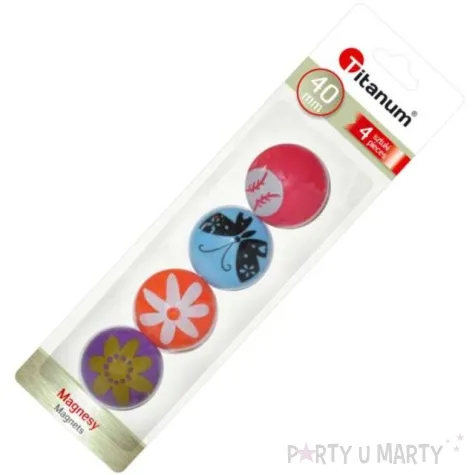 magnesy okragle wiosenne wzorki kolor mix titanum 40 mm 4 szt