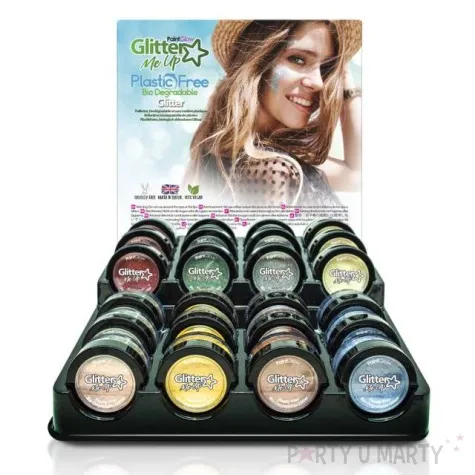 make up party brokat bio drobny blekitny szary paint glow