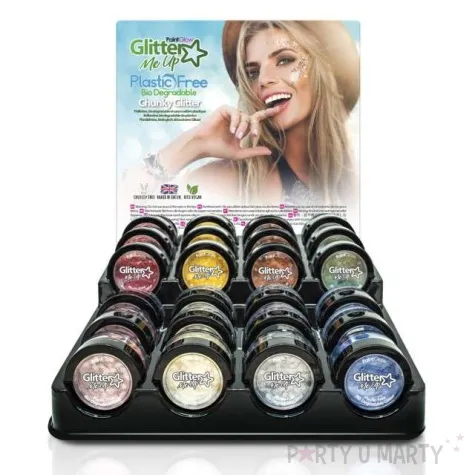make up party brokat bio gruby blekitny szary paint glow