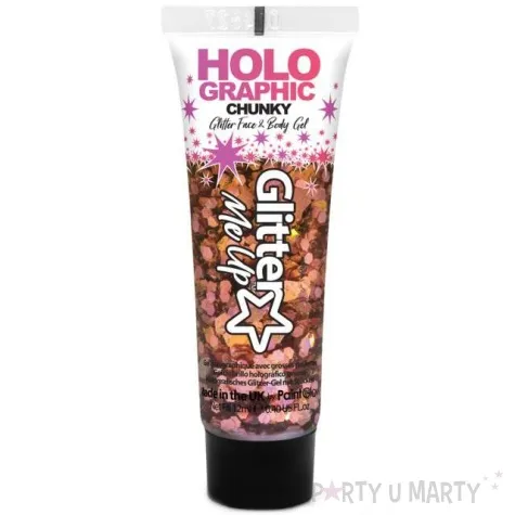 make up party brokat w zelu chunky holo rozowo zloty paintglow 12 ml