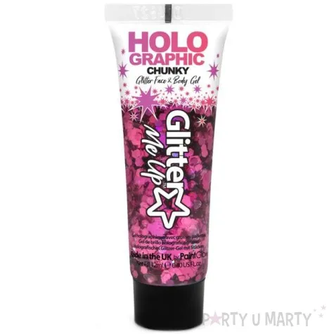 make up party brokat w zelu chunky holo rozowy paintglow 12 ml
